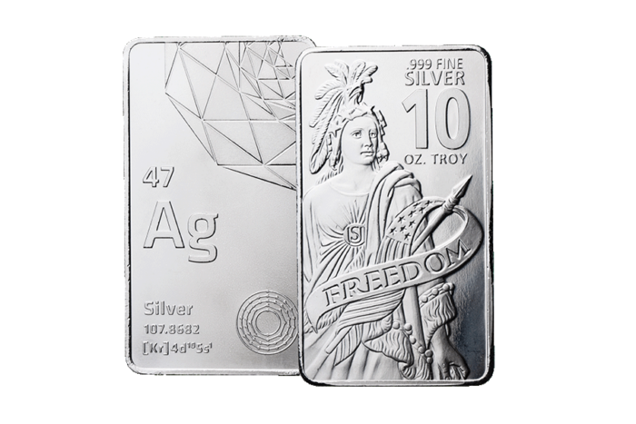 Silver 10 ounce Freedom Bar