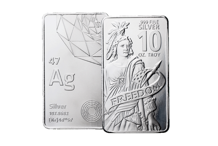 Silver 10 ounce Freedom Bar