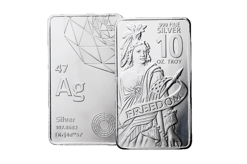 Silver 10 ounce Freedom Bar