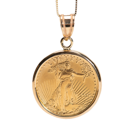1/10 oz Gold American Eagle (random year) pendant and 14k Gold Necklace