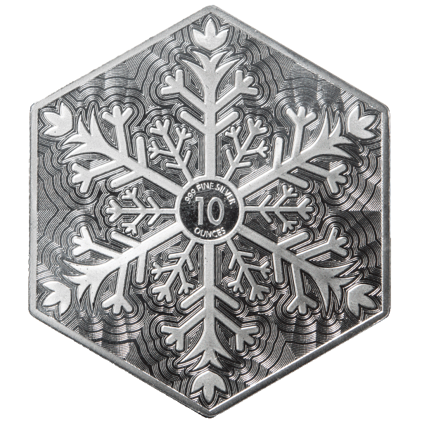 Silver 10 oz Bar | Holiday Snowflake
