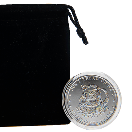 Silver 1 oz Don’t Tread On Me Round | Encapsulated w/ Velvet Bag