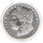 Silver 1 oz Morgan Dollar Style Round | Encapsulated w/ Velvet Bag