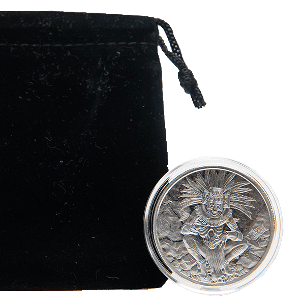 Mictlantecuhtli Silver 1 oz Aztec Series Round | God of Death | Encapsulated w/ Velvet Bag
