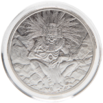 Silver 1 oz Aztec Series Round | God of Death | Encapsulated w/ Velvet Bag