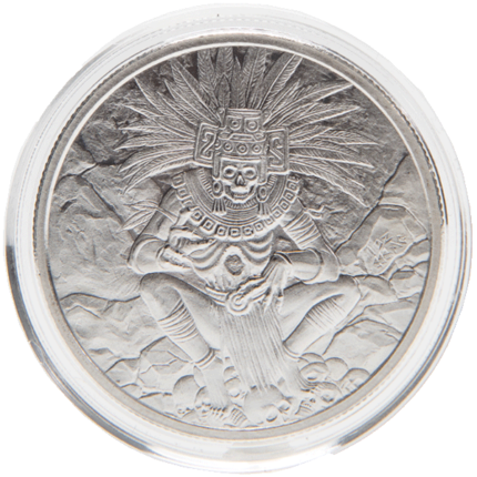 Silver 1 oz Aztec Series Round | God of Death | Encapsulated w/ Velvet Bag
