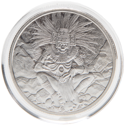Silver 1 oz Aztec Series Round | God of Death | Encapsulated w/ Velvet Bag