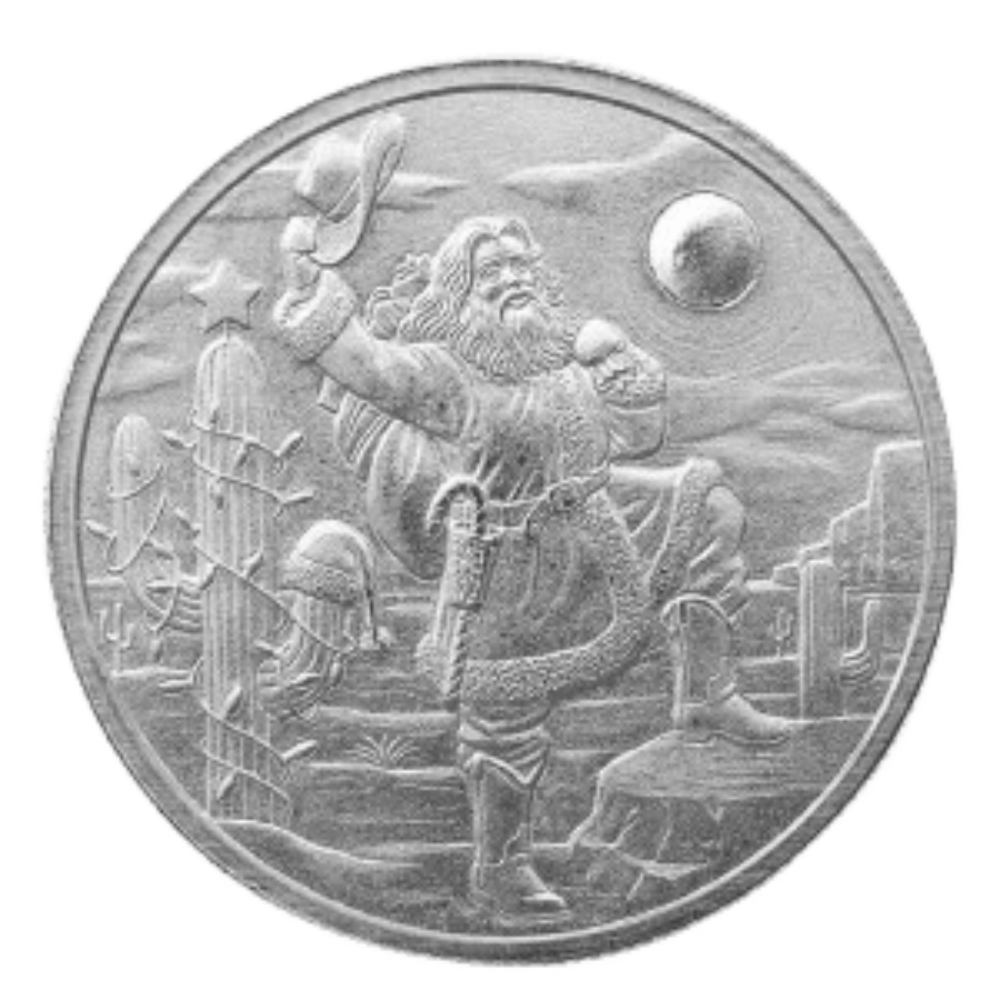 Western Santa 1 oz Silver Christmas Round